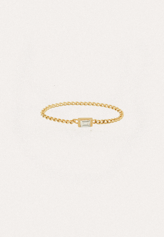 Hannah Chain Ring with Baguette-Cut Diamond - Adriana Chede Jewellery
