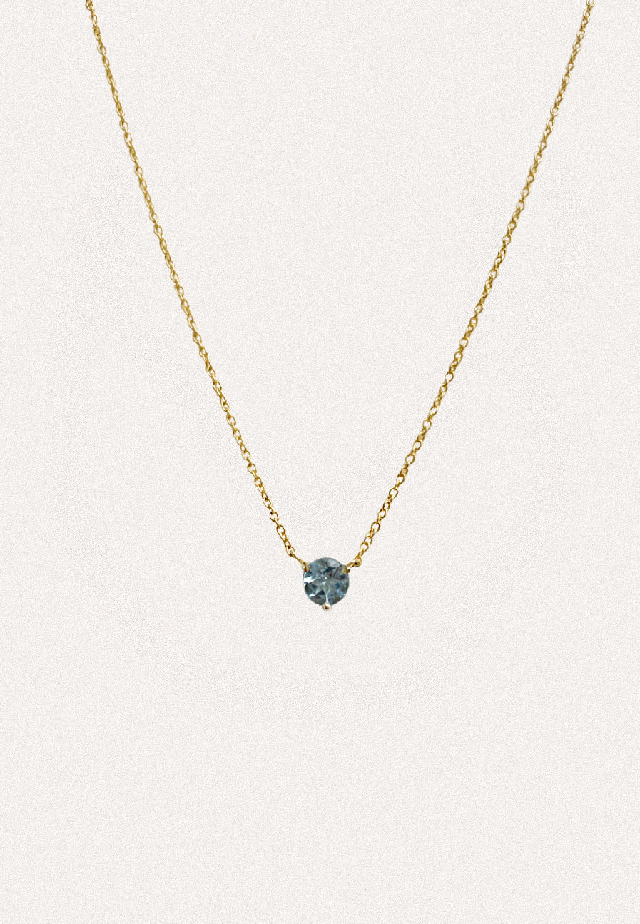 Round Aquamarine 18ct Gold Necklace - Adriana Chede Jewellery London