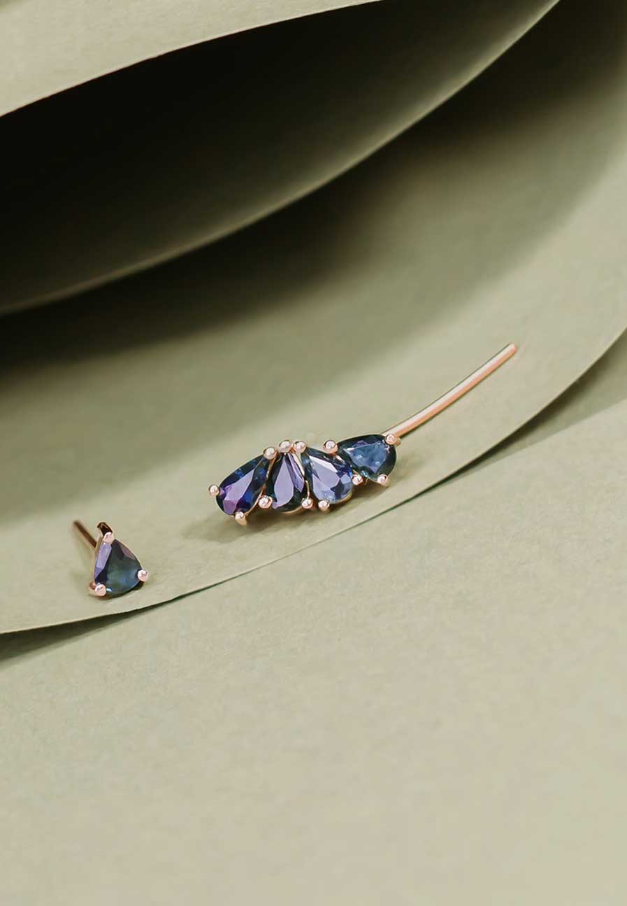 Sapphire Ear cuff Solid Gold Adriana Chede Jewellery
