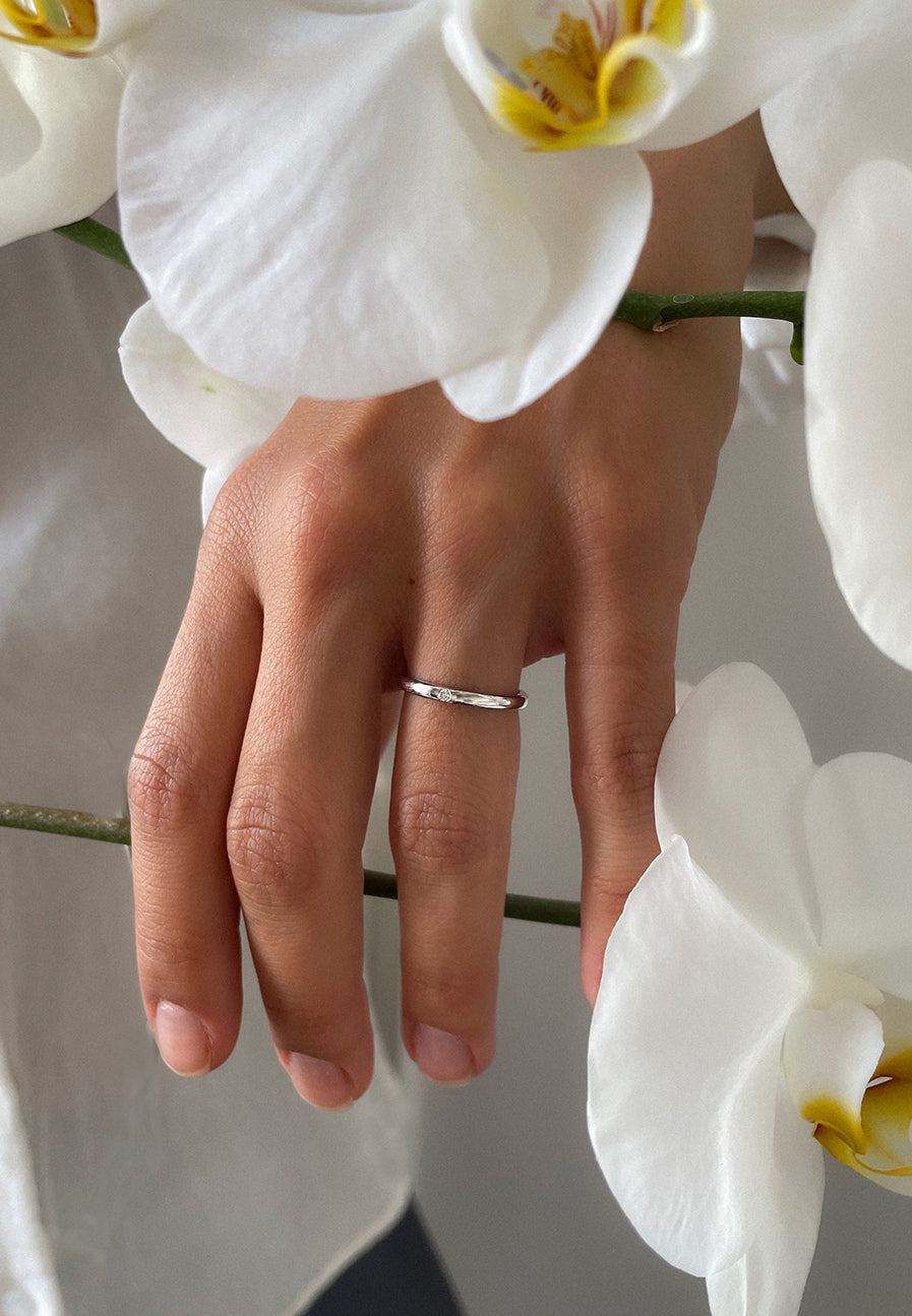 Single Diamond Rose Gold Wedding Band - Adriana Chede Jewellery
