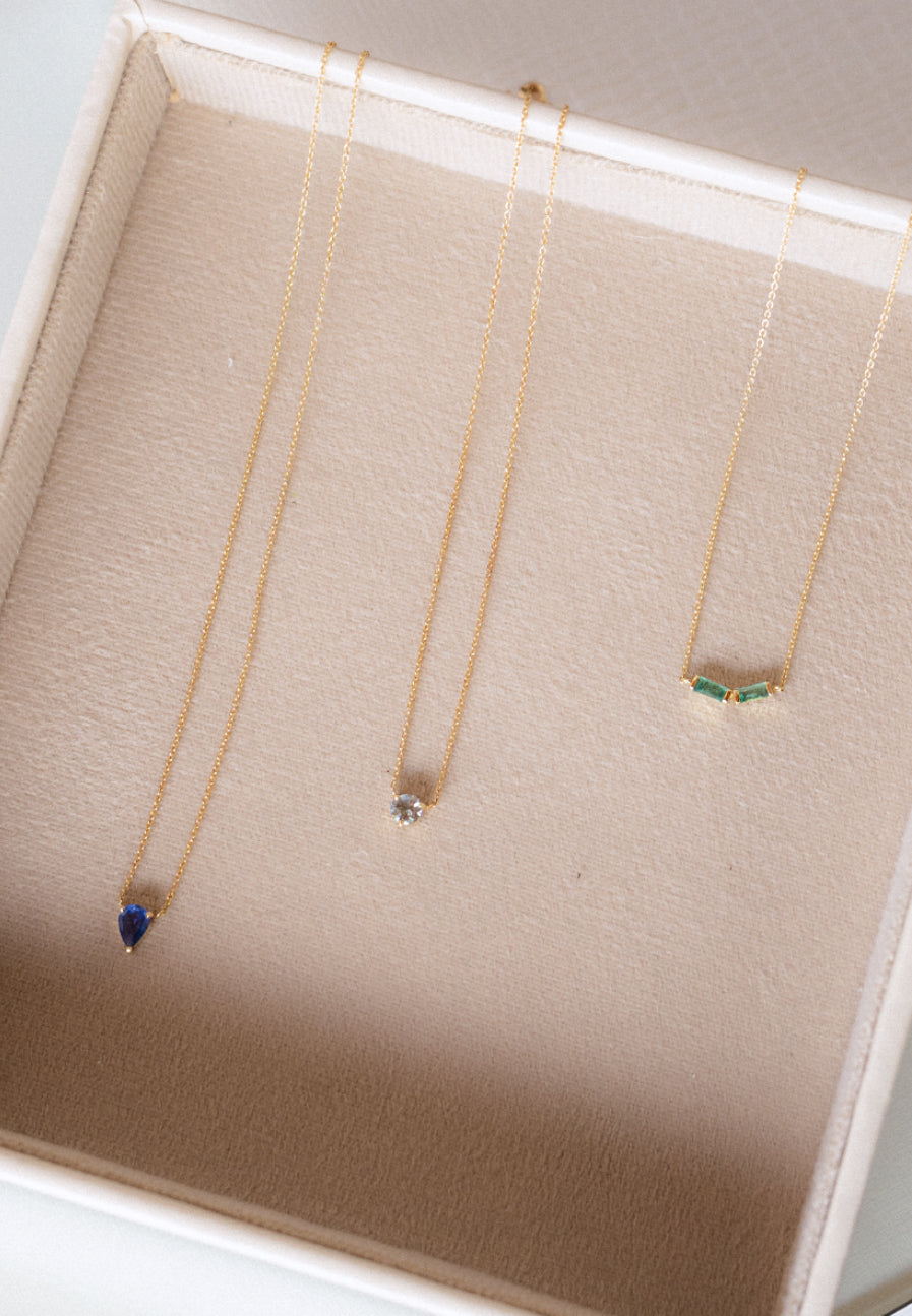 Double Baguette Emerald Necklace - Adriana Chede Jewellery