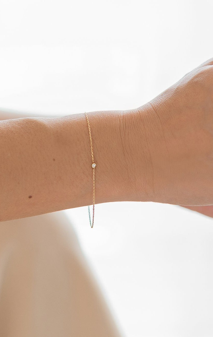 Éclair 18ct Gold Chain Bracelet with Diamond - Adriana Chede Jewellery
