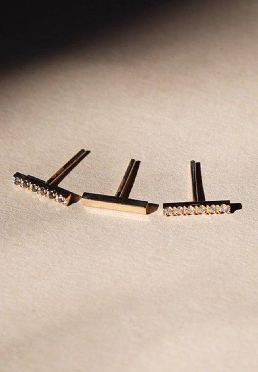 Black Diamonds Bar Studs - Adriana Chede Jewellery London