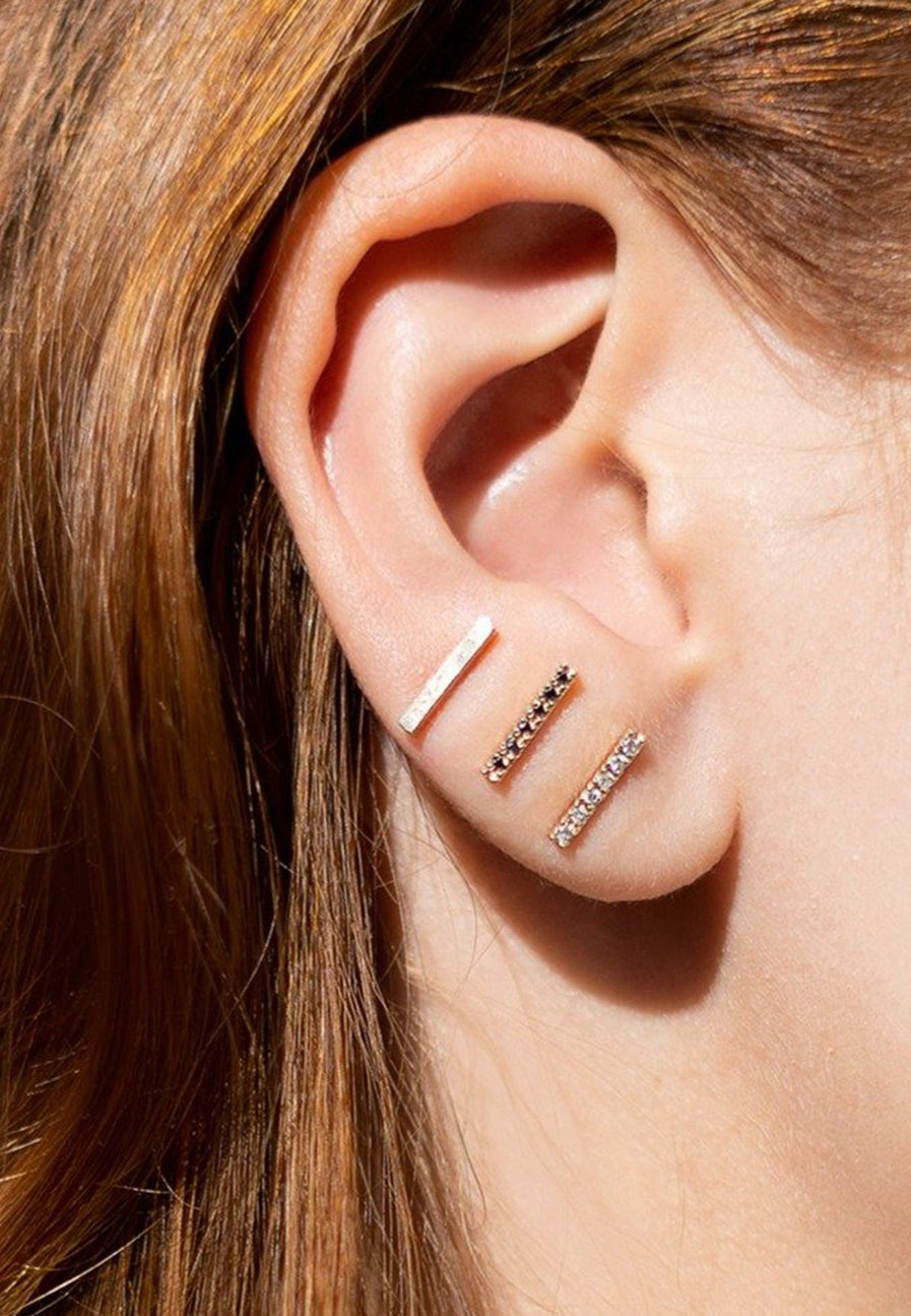 Black Diamonds Bar Studs - Adriana Chede Jewellery London