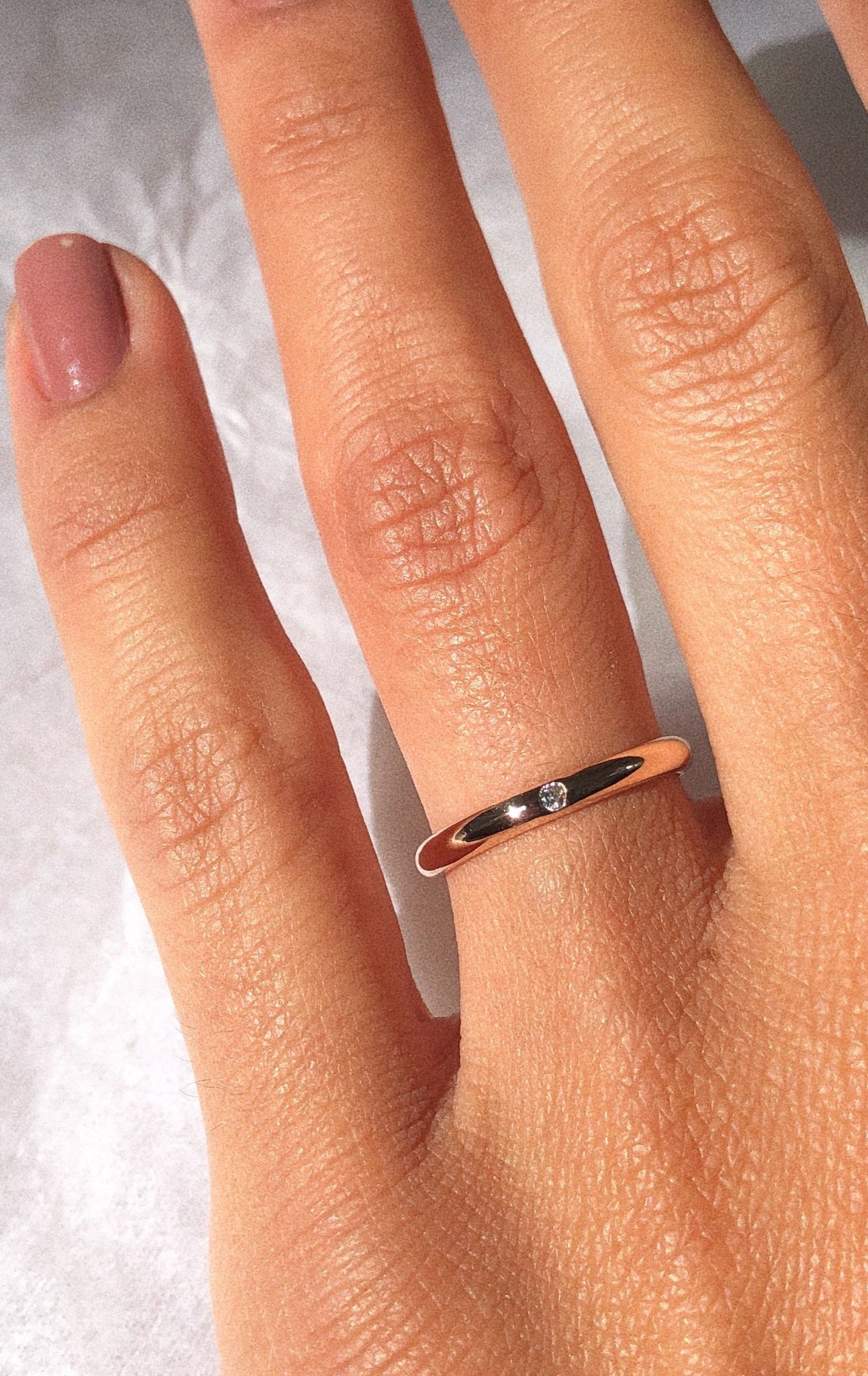 Single Diamond Rose Gold Wedding Band - Adriana Chede Jewellery
