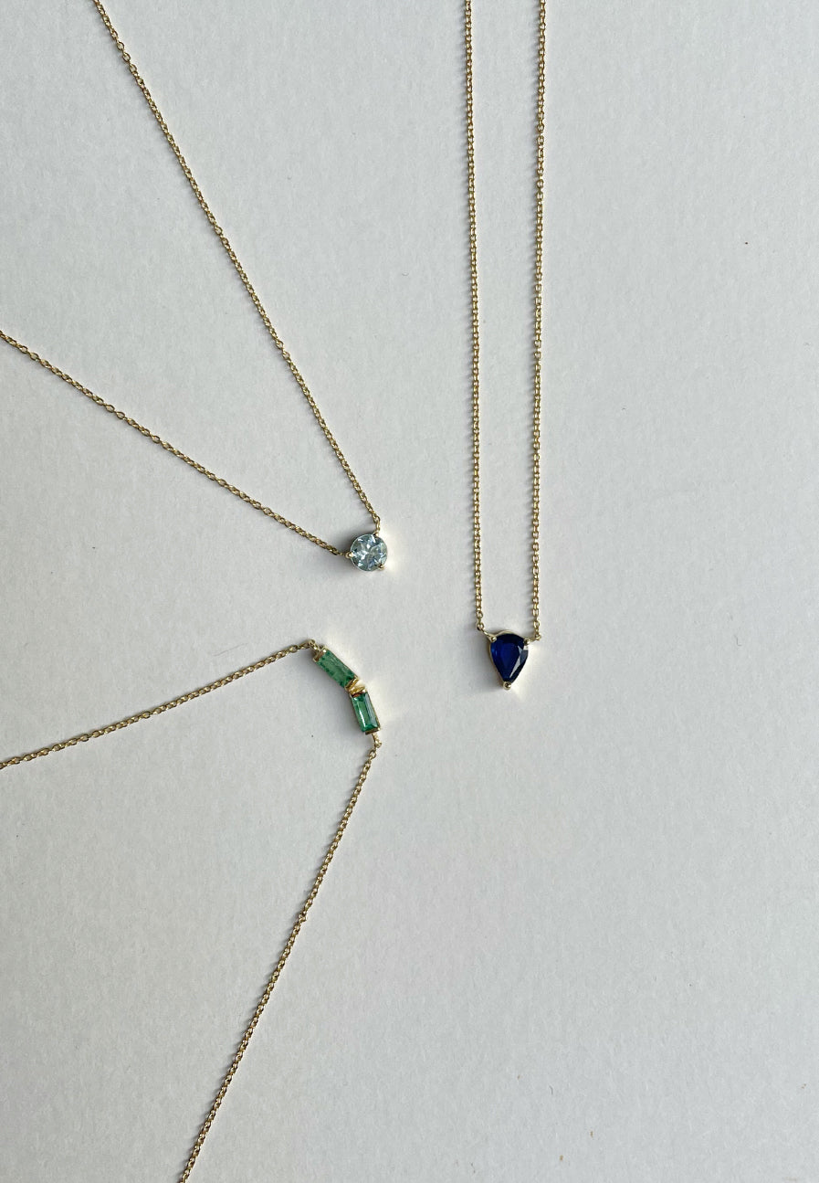 Round Aquamarine 18ct Gold Necklace - Adriana Chede Jewellery London